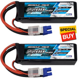 NHX 11.1V 2200mAh LiPo battery pack with EC3 connectors, two units