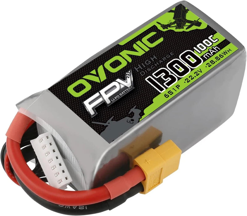 6S Lipo Battery 100C 1300mAh 22.2V Lipo Battery with XT60 Connector for RC FPV Battery