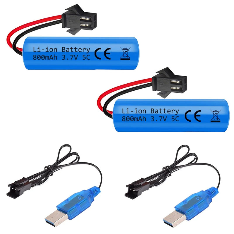 800mah Li-ion Rechargeable RC Battery 2Pack with USB Chargers SM-2P Plug Battery
