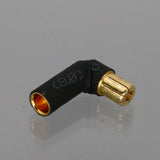 90-degree bullet adapter, black connector with gold 5.5mm female to 6.5mm male