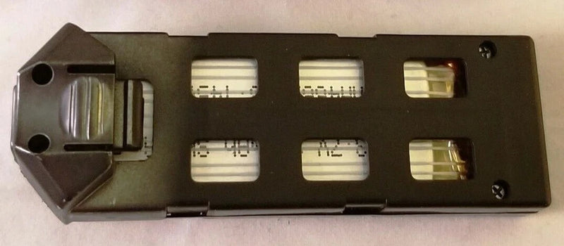 Drone battery replacement pack with six cell ports and mounting screw holes