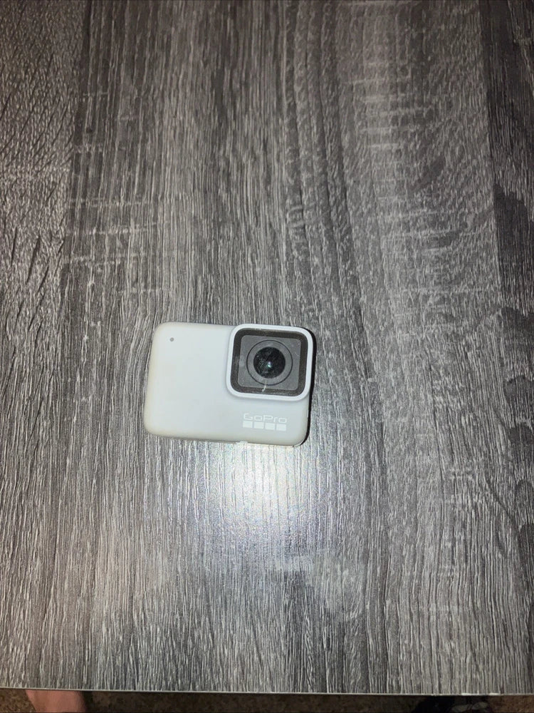 White GoPro HERO 7 action camera with front lens housing
