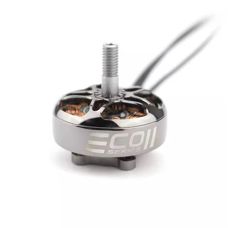 RC brushless motor with cooling vents and threaded shaft, silver-and-black
