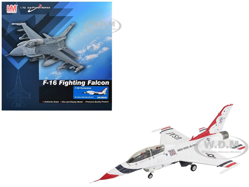 1/72 F-16D Fighting Falcon scale model plane with red-and-gray Thunderbirds markings