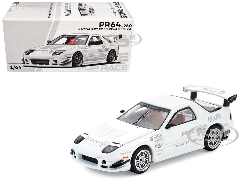 MAZDA RX7 (FC3S) RE AMEMIYA RHD WHITE 1/64 DIECAST MODEL BY POP RACE PR640260