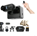 Mini 4K wearable body camera with wide-angle lens and status light, 128GB included