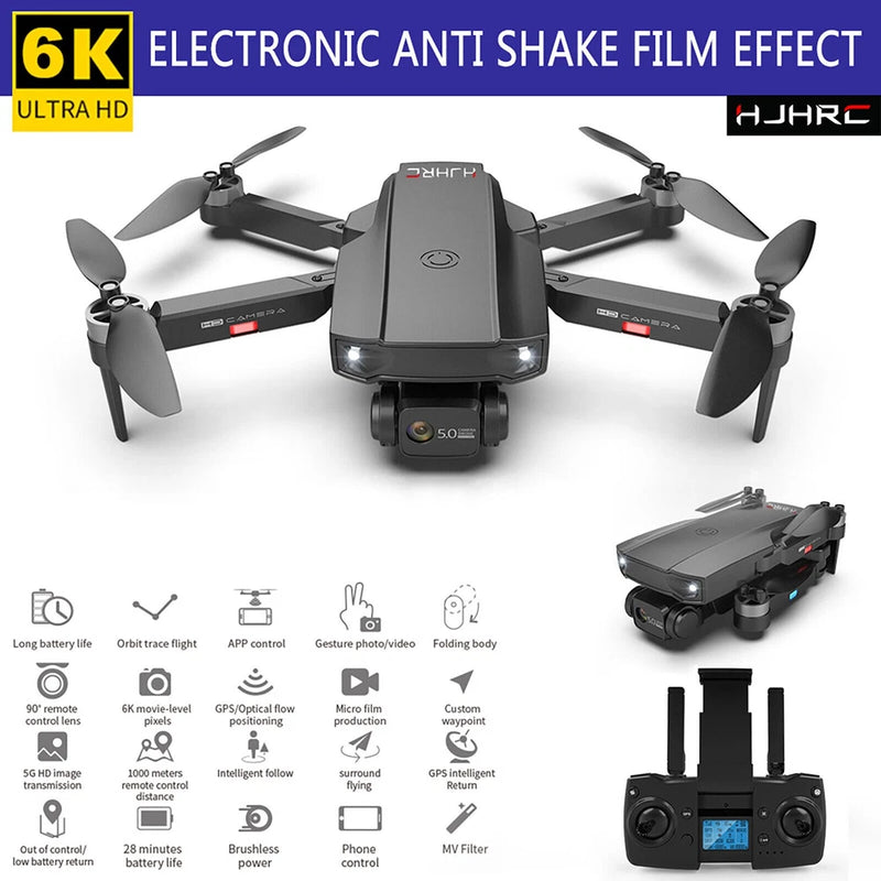 Dual camera foldable quadcopter drone with 4 rotors and front camera module