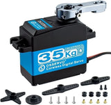 DS3235 SG waterproof digital metal gear servo with mounting hardware, black and blue