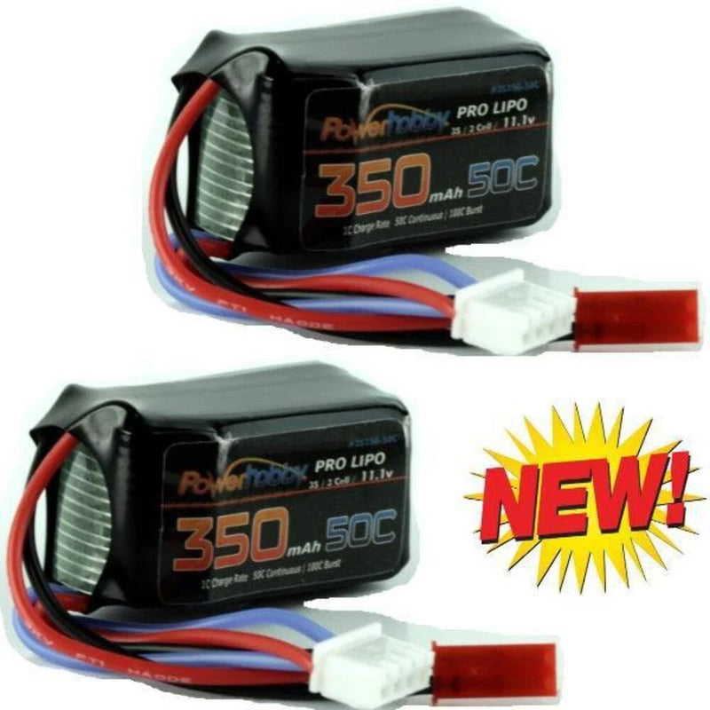 Powerhobby 3s 11.1v 350mah 50c Lipo Battery ( 2 Pack) Blade 180 CFX / 130 S Battery