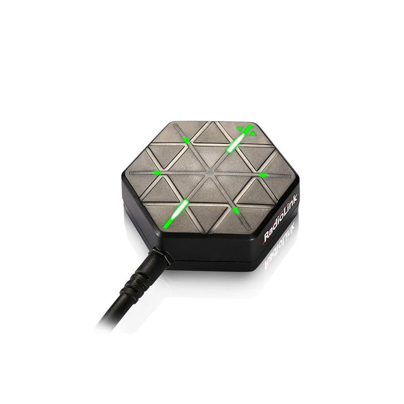 ATA HOBBY FPV GPS module with hex enclosure and green LED lines, black cable