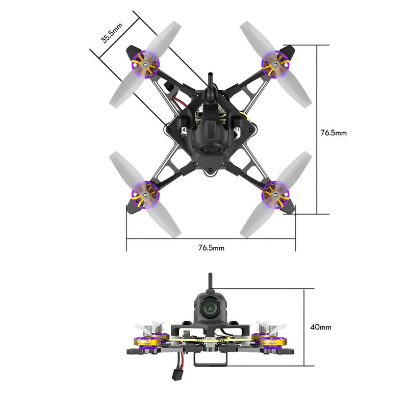 Flywoo Firefly16 analog tiny quadcopter with four propellers and front camera