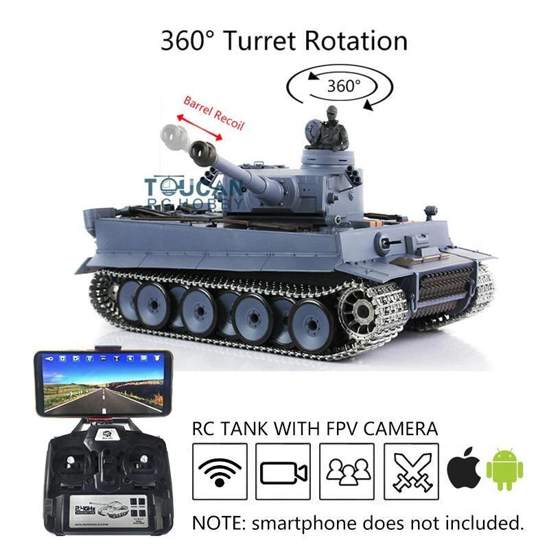 1/16 7.0 Henglong BB IR RC TK7.0 Tiger I 3818 360¡ãTurret Barrel Recoil FPV Smog