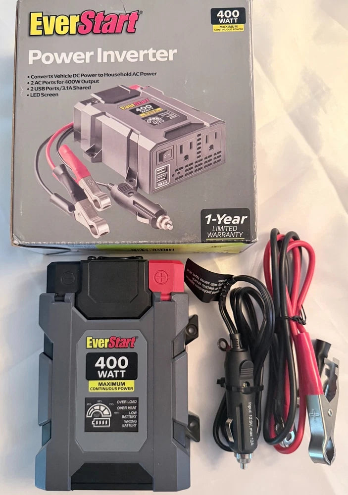 EverStart 400W Power Inverter Converts Vehicle Power DC To AC Power -70002MC NEW