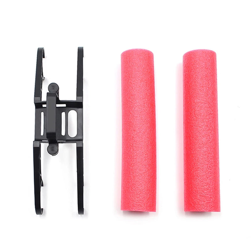 Drone buoyancy bar floating kit with red foam cylinders and mounting bracket