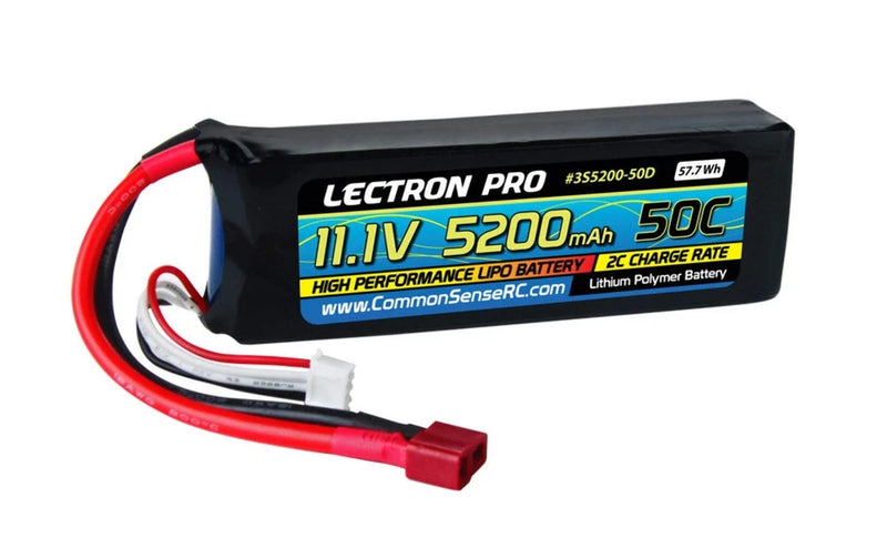 Common Sense RC Lectron Pro 3S 3S 11.1V 5200mAh 50C Lipo Battery with Deans Battery