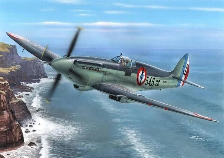 Green Seafire Mk.15 fighter model aircraft with propeller, cockpit, and tail markings