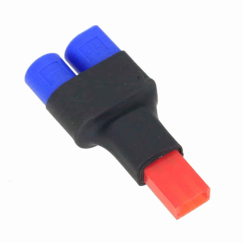 No-wire male to JST-male battery adapter with black housing, blue latch, red plug