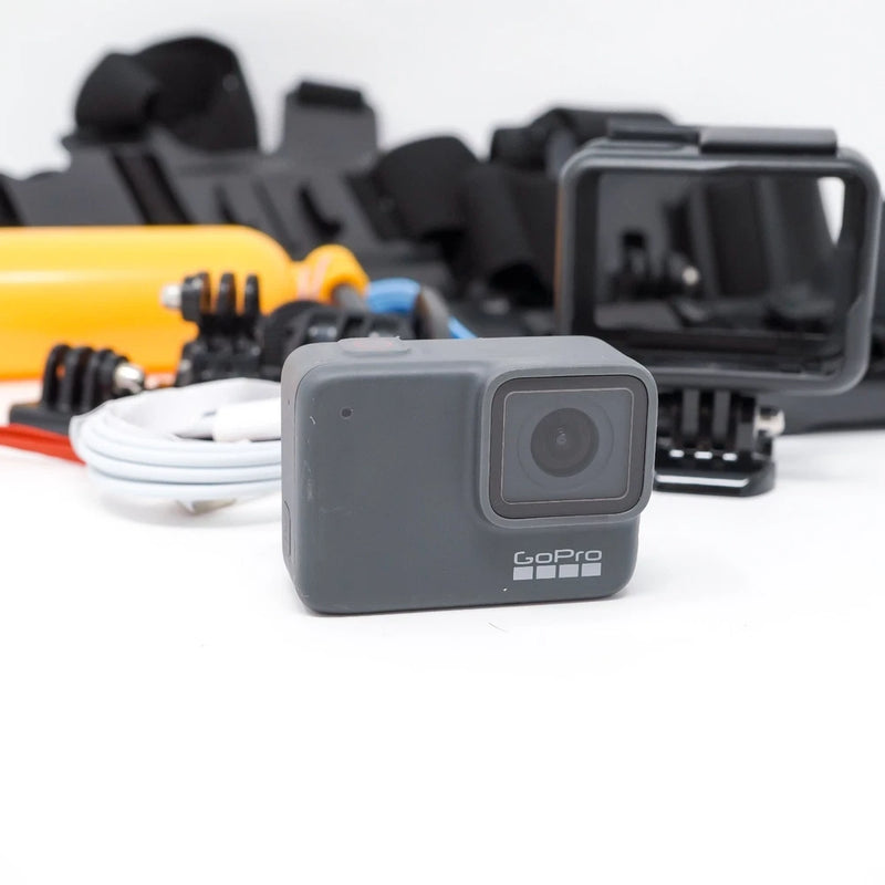 GoPro Hero 7 action camera with gray housing and front lens window
