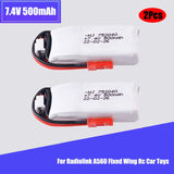 2Pcs 2S 7.4V 500mah 35C Lipo Battery JST Connector for Radiolink A560 Fixed Wing