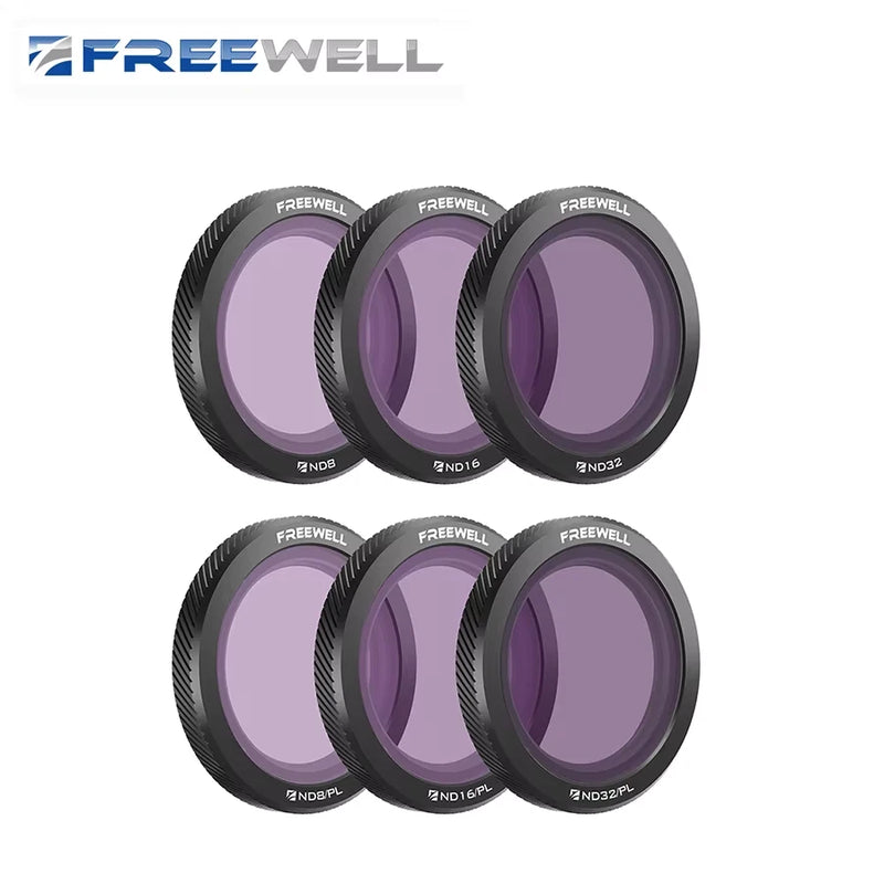 Drone magnetic ND filter set, six pieces with purple glass and black rings