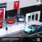 1/64 Scale Mini Car Showroom Diorama LED Lighting City Garage Scene Display Toys