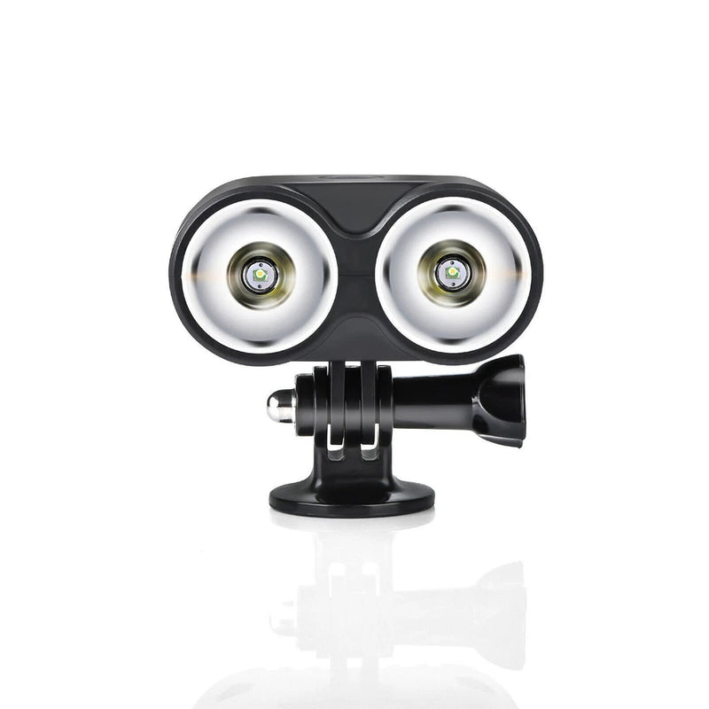 Dual-head LED drone searchlight lamp with black mounting bracket