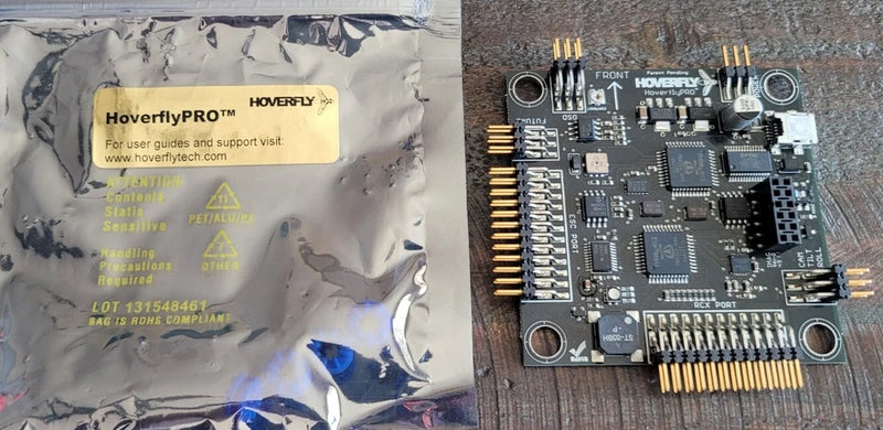 Hoverfly Pro flight controller PCB with ports and pin headers, electronics board