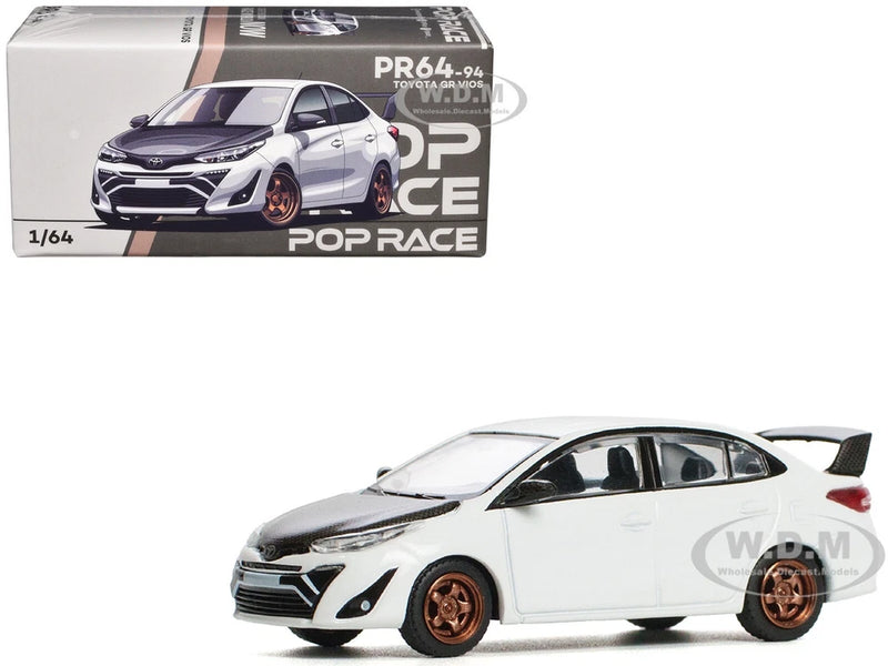TOYOTA GR VIOS WHITE 1/64 DIECAST MODEL CAR BY POP RACE PR640094