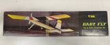 Baby Fly RC trainer aircraft boxed, yellow wings with red and white stripes