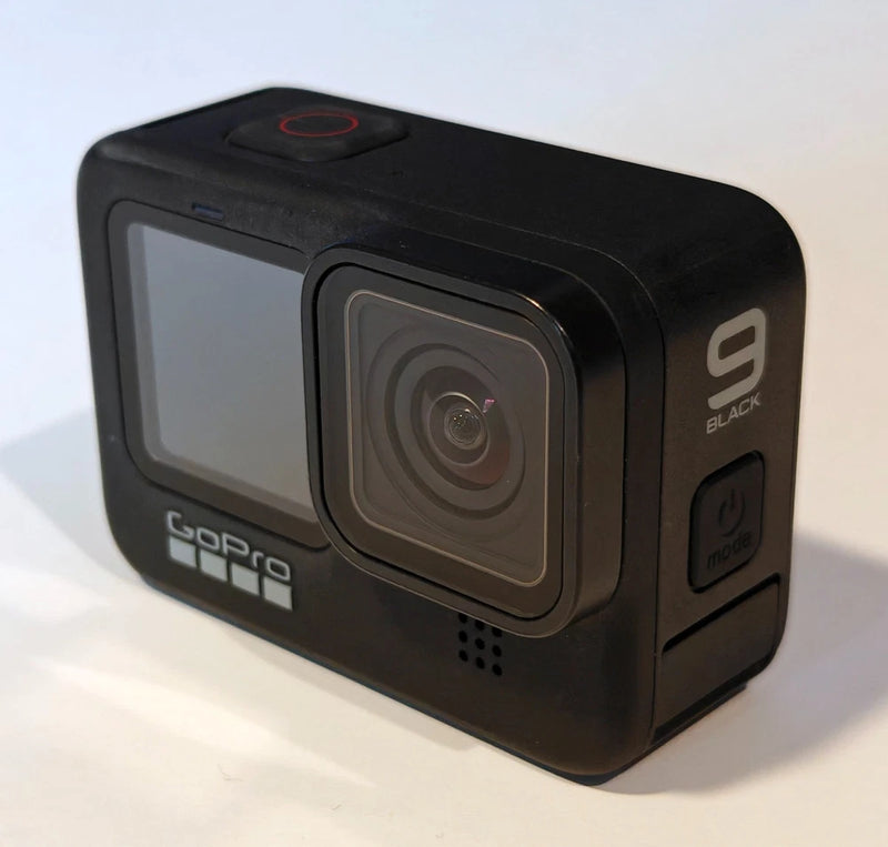 GoPro HERO9 Black action camera with front lens housing and status controls