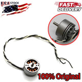 Replacement drone arm power motor with cylindrical housing and orange coil, with wires