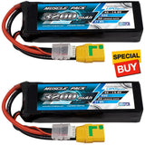 NHX Muscle Pack 4S 14.8V 3200mAh 50C Lipo Battery (2) w/ XT90 Connector Battery
