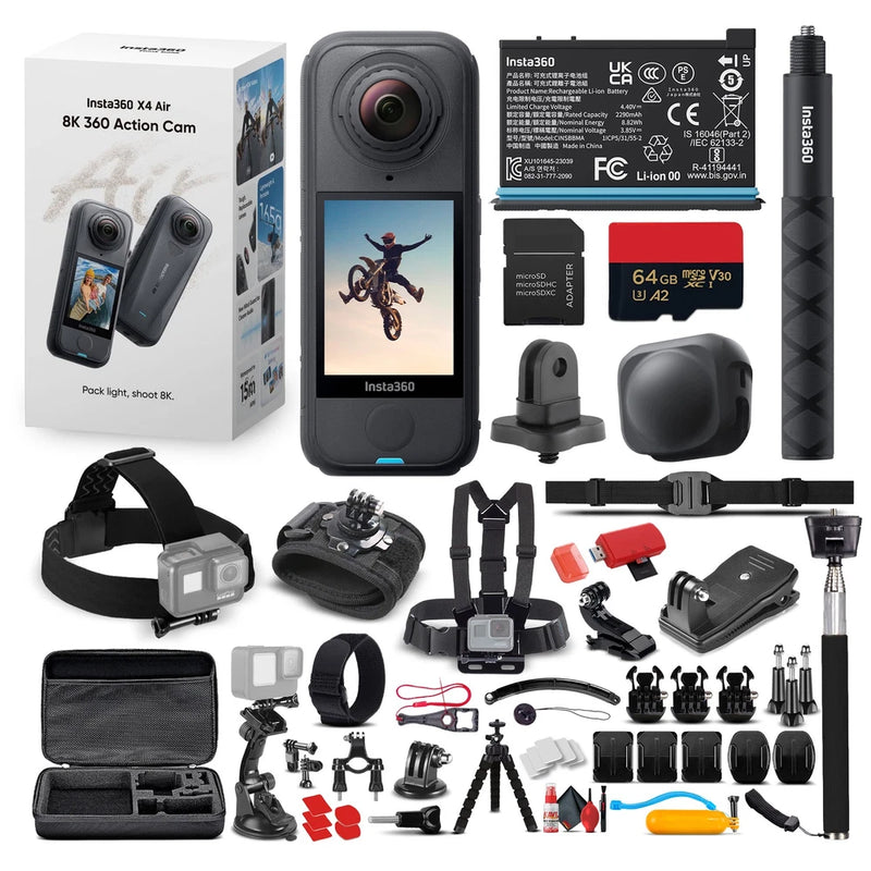 Insta360 X4 Air 360 Camera Starter Bundle w/ 50-in-1 Kit, Black
