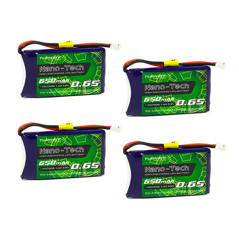 4pcs Turnigy Nano-Tech 650mAh 1S LiPo Battery Pack 3.7V 70C 140C JST-PH