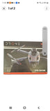 Quadcopter drone product box with front view of the drone and camera image