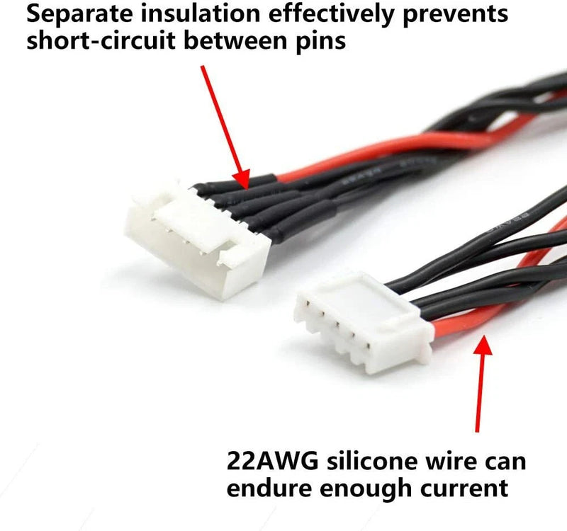 6x 200mm 4S Balance Plug Extension Lead Wire for LiPo Battery Balance Charging