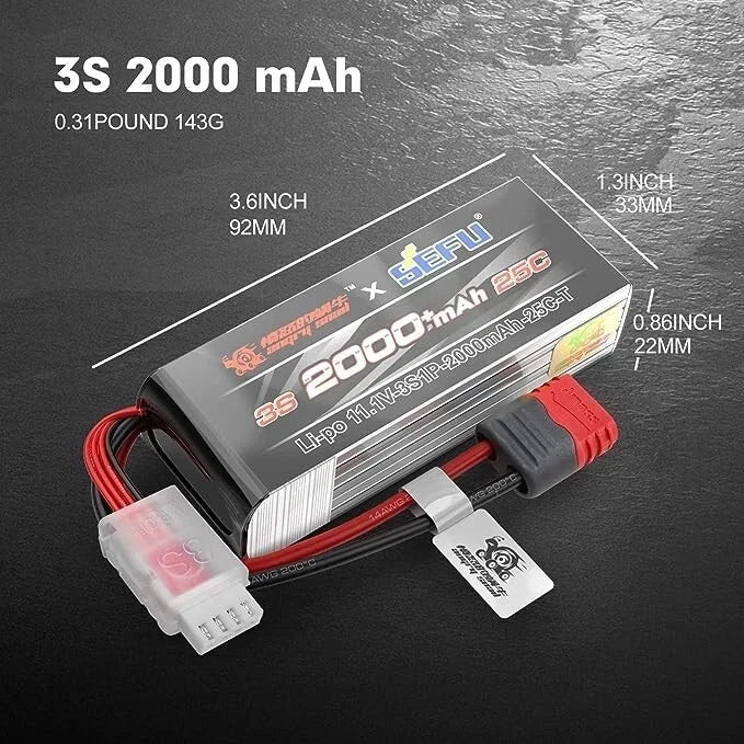 HYPER GO 14209/14210 3S 2000MAH 25C LIPO UPGRADE BATTERY 11.1V