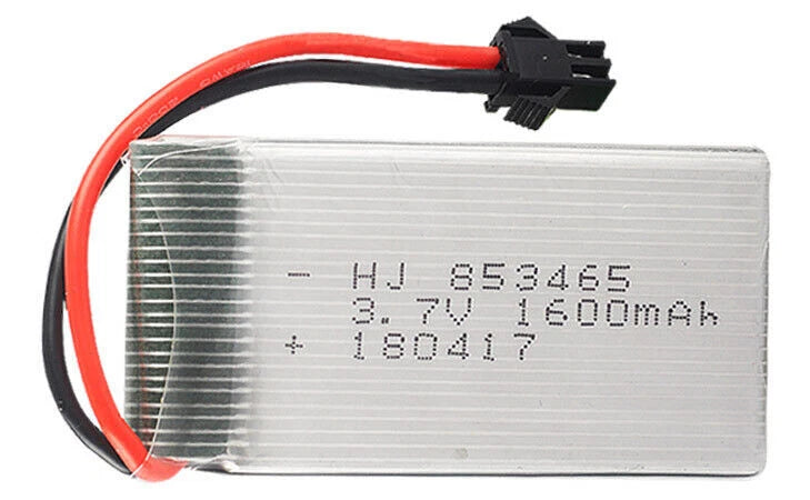 3.7V 1600mAh LiPo rechargeable quadcopter battery with SM plug, orange/black leads