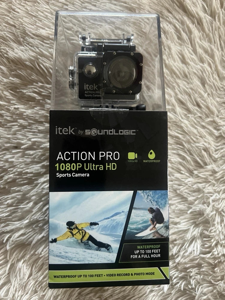 itek by Soundlogic Action Pro 1080P Ultra HD Waterproof Sports Camera 2" Black