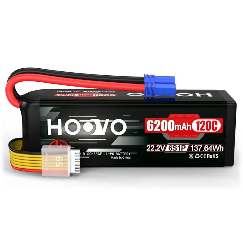 HOOVO 6S LiPo Battery 22.2V 6200mAh 120C with EC5 Plug Softcase RC Battery