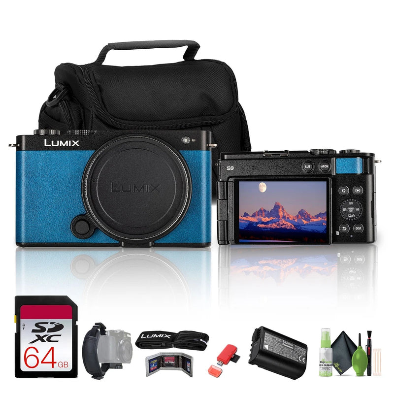 Panasonic Lumix S9 Camera (Blue), 64GB Memory Card