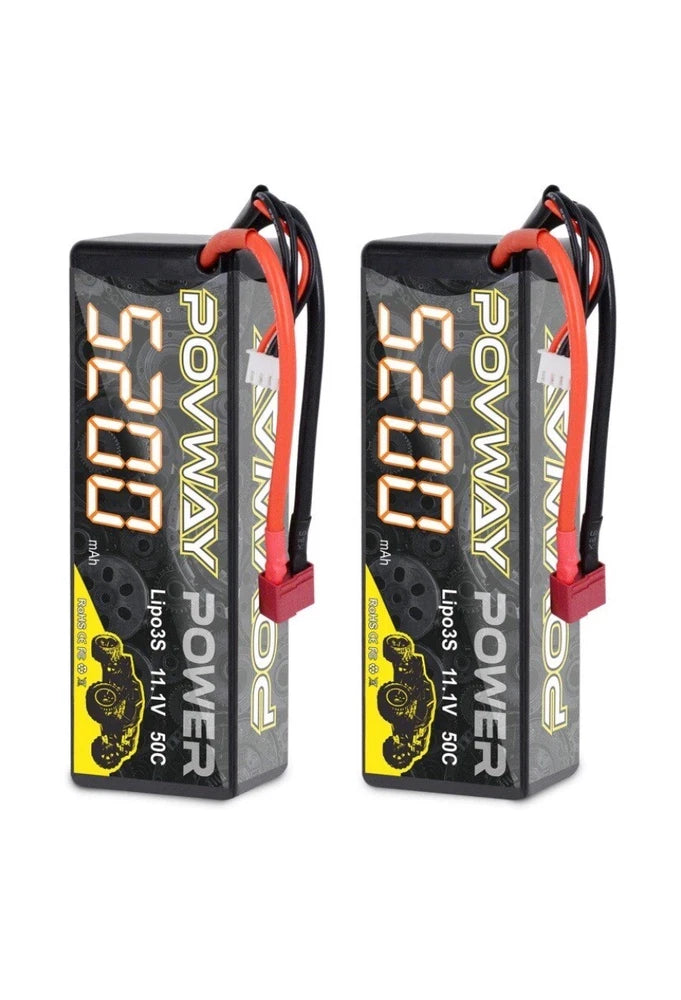 2-Battery LiPo POVWAY 5200mAh 11.1V 50C 3S RC Battery with Deans T Plug for RC Battery