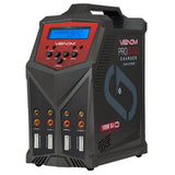 Venom ProQuad battery balance charger, black unit with LCD screen and 4 charging ports