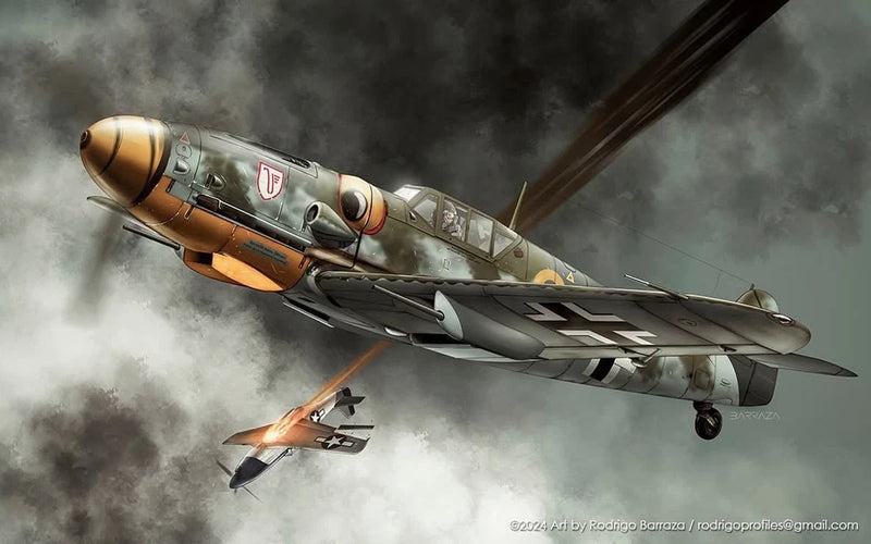1:48 scale Messerschmitt BF 109G-6 model aircraft, yellow 6 markings