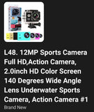 L48 Sports Cam Action Camera 12MP 1080p HD Wide Angle Waterproof 2.0" Screen