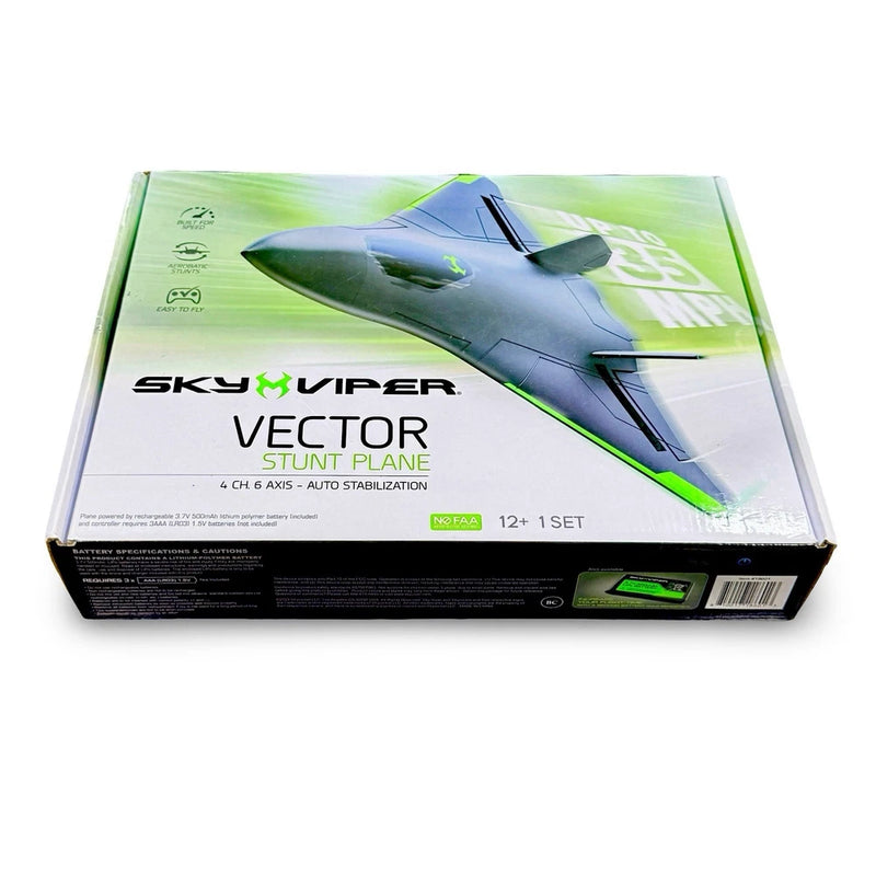 Sky Viper Vector Stunt Plane RC Drone Tested Complete w Box Auto Stabilized