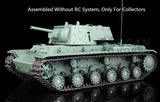 Henglong KV-1 Soviet static tank model, green plastic, side view, assembled