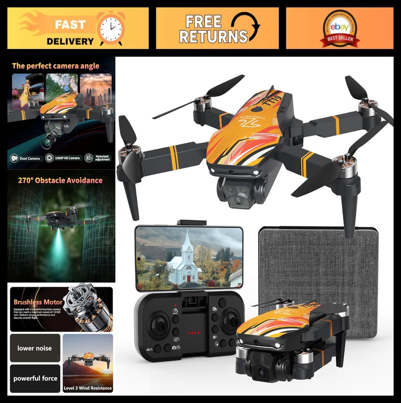 Foldable 1080P Camera Drone for Adults, 270?? Obstacle Avoidance, RC Quadcopter,