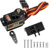 RC servo steering kit with mount arm, black servo and linkage, includes wiring and screws