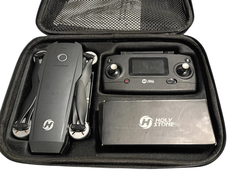 Holy Stone HS720-4K foldable quadcopter drone kit with camera, in black carry case